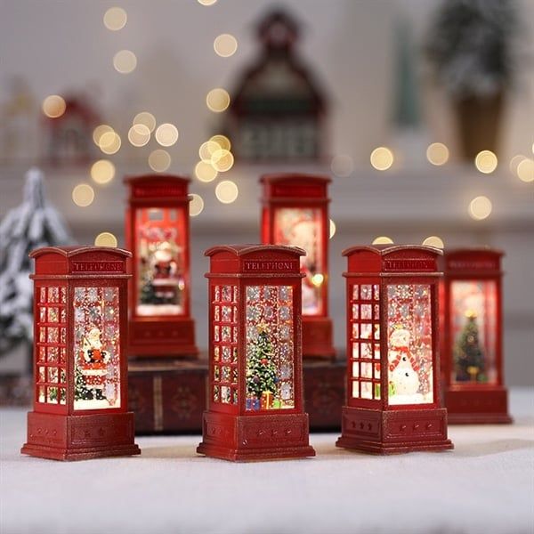  Đèn bốt điện thoại decor Giáng Sinh 12cm 
