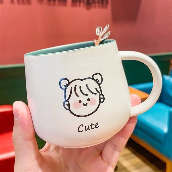  Cốc sứ bé gái cute 350ml 