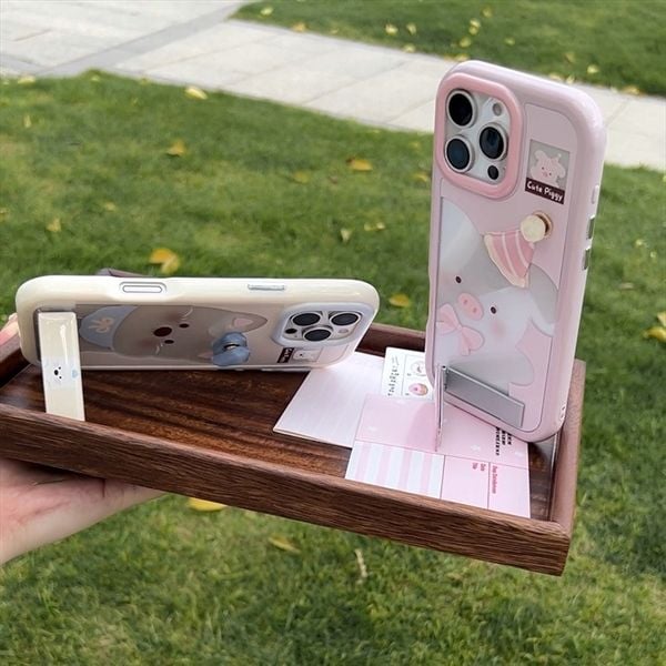  Ốp charm nổi + chân đỡ cún yếm xanh 