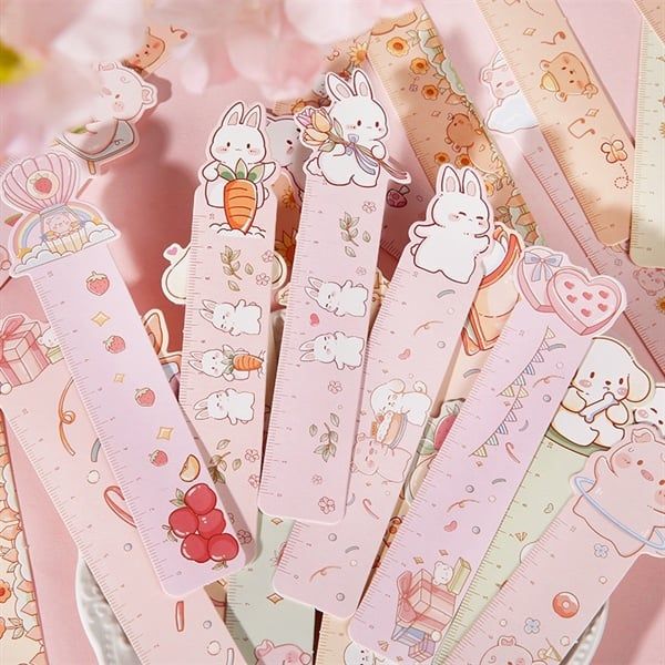  Set thước kẻ kiêm book mark thú dễ thương 30c 