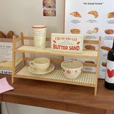  Kệ gỗ 2 tầng lưới mây 