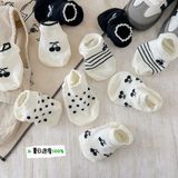  Tất Kid lười cherry trắng đen 