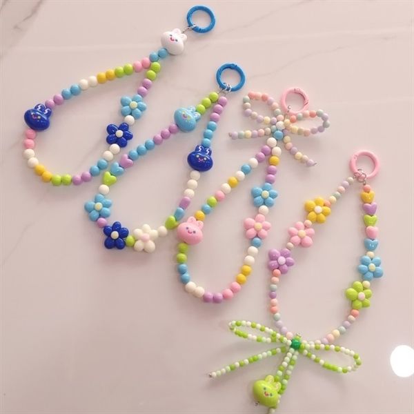  Dây charm móc khoá/ điện thoại thỏ hoa 