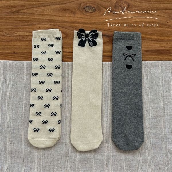  Tất cao cổ 3 đôi nơ Kid (Freesize >4tuổi) 