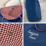  Túi tote 2 mặt BeYou Merci kẻ đỏ 