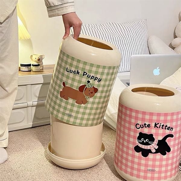  Thùng rác thú kẻ caro 12L 