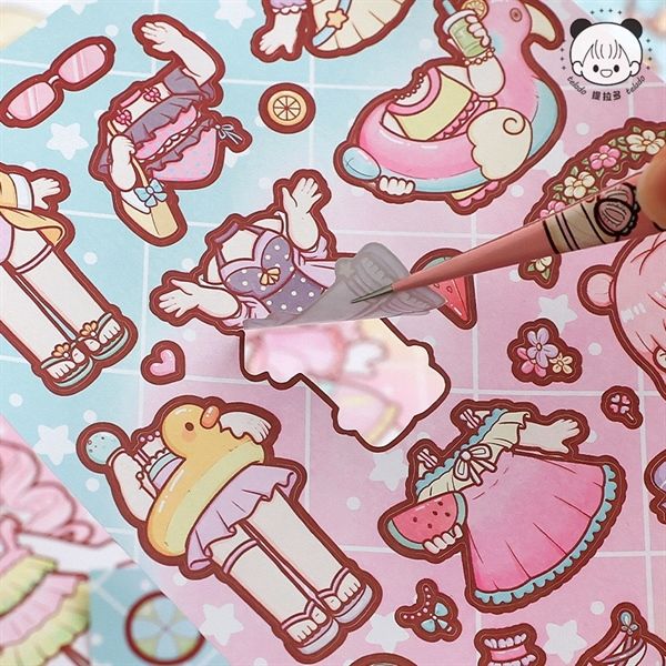  Sticker stylist bé đi biển Telado 