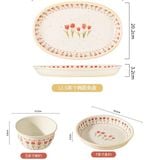  Set bát đĩa hoa tulip tone be 