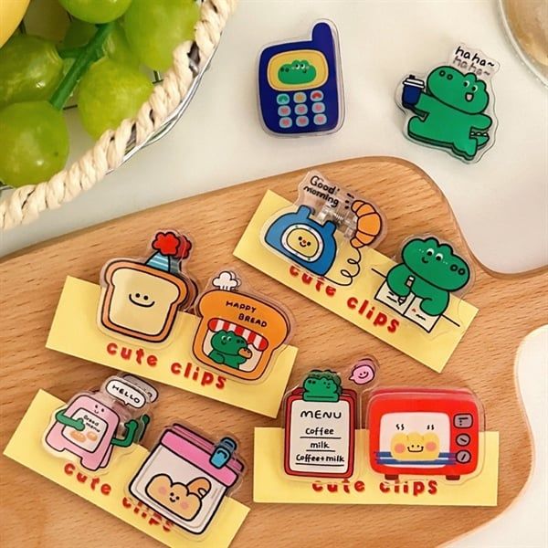  Set 2 kẹp giấy cá sấu mix 