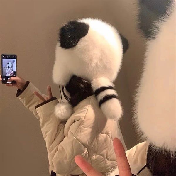  Mũ lông trùm đầu Chồn trắng 