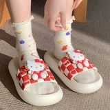  Dép Hello Kitty nổi kẻ caro đỏ 