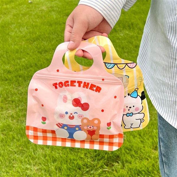  Túi zip quai xách thỏ cún 20x18cm 