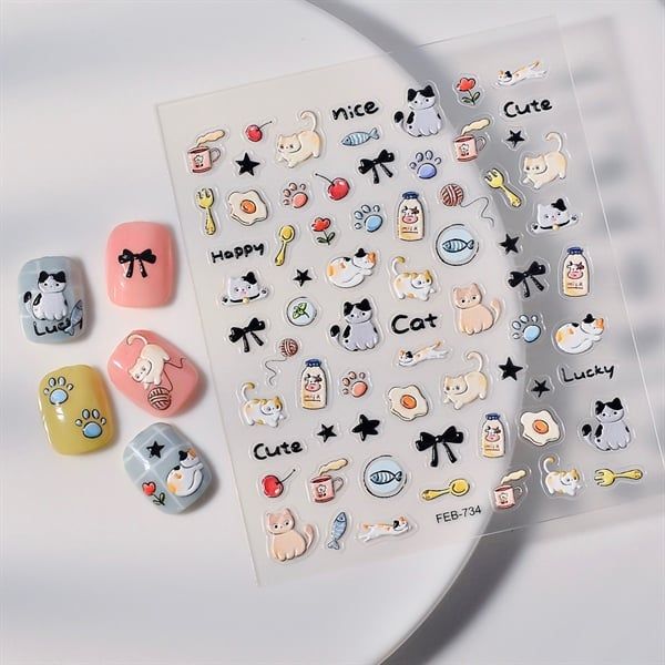  Sticker dán móng mèo béo 734 