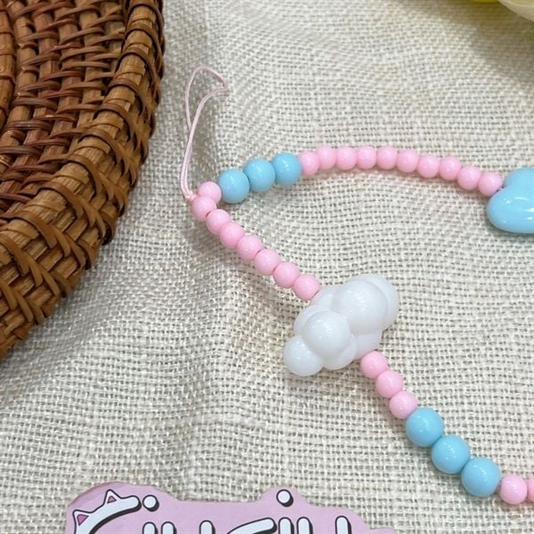  Dây charm móc điện thoại mây trái tim xanh 