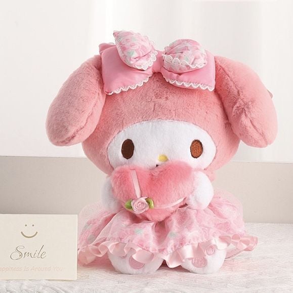  Gấu bông Sanrio ôm trái tim hoa hồng 24cm 