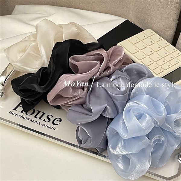  Scrunchies trơn bóng ánh nhũ 