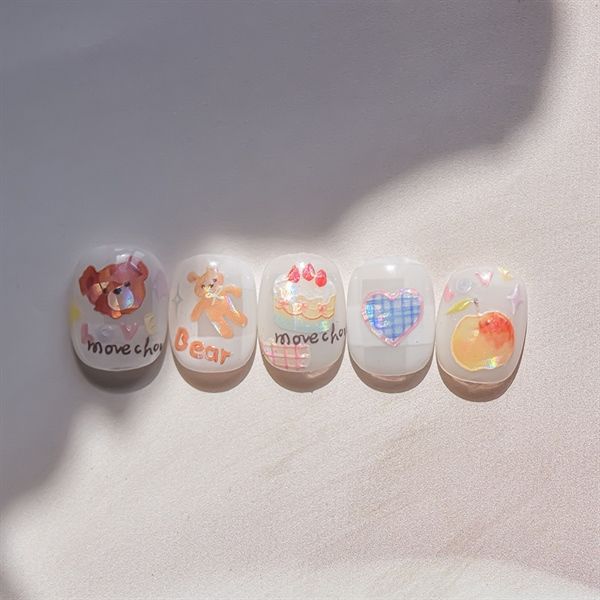  Sticker dán móng Tomoni thú ánh xà cừ 