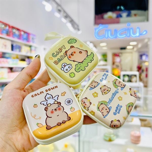  Hộp thiếc mini kéo khoá Capybara 7cm 