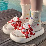 Dép Hello Kitty nổi kẻ caro đỏ 