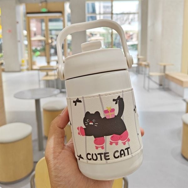  Bình giữ nhiệt mèo bọc da 500ml 