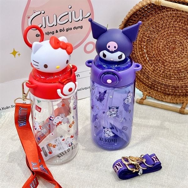  Bình nước Sanrio trong đầu chibi 650ml 