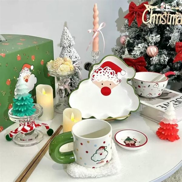  Set bát đĩa Giáng Sinh hộp quà xanh (6 món) 