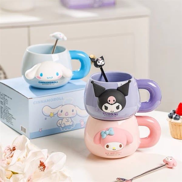  Cốc sứ Sanrio charm 3D 500ml 