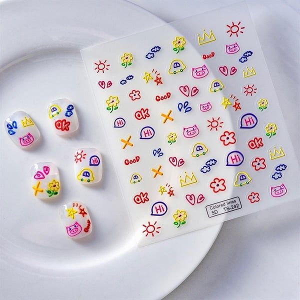  Sticker dán móng hình vẽ dễ thương 242 