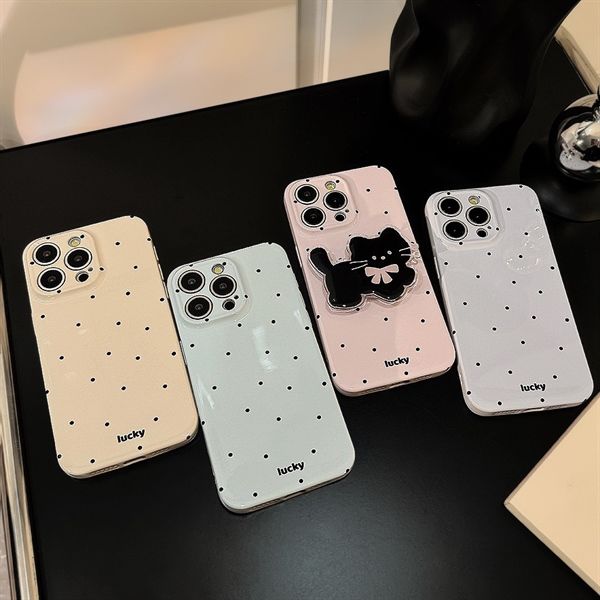  Ốp popsocket mèo đen chấm bi 