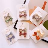  Set 2 kẹp nơ kép ruy băng 2 màu 