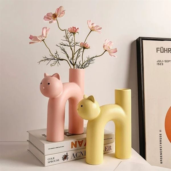  Lọ hoa decor mèo chữ H 
