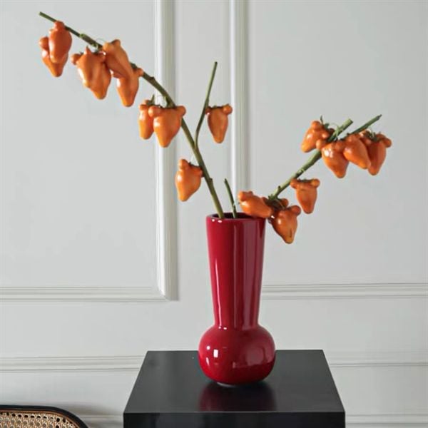  Lọ hoa thuỷ tinh cổ cao - Đỏ 25cm 