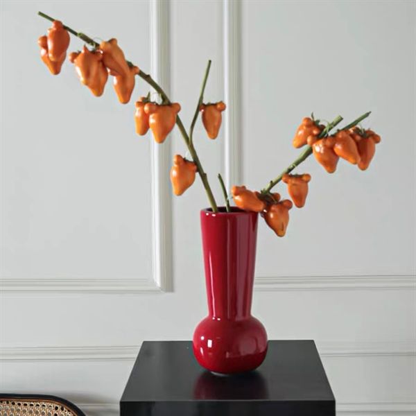  Lọ hoa thuỷ tinh cổ cao - Đỏ 25cm 