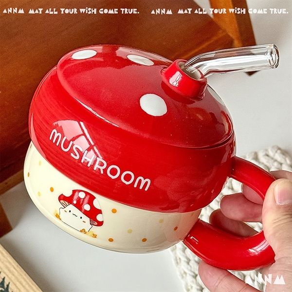  Cốc nấm Mushroom kèm ống hút 430ml 