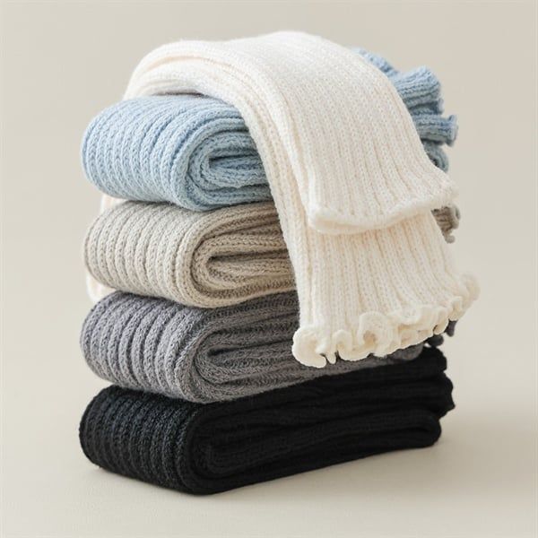  Tất Mihimihi ống đồng không bàn chân gân dọc 