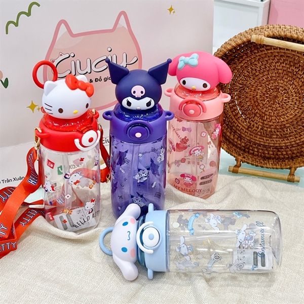  Bình nước Sanrio trong đầu chibi 650ml 