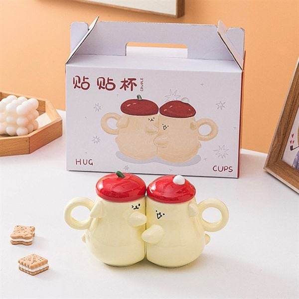  Set cốc đôi cún mũ nồi 360ml 