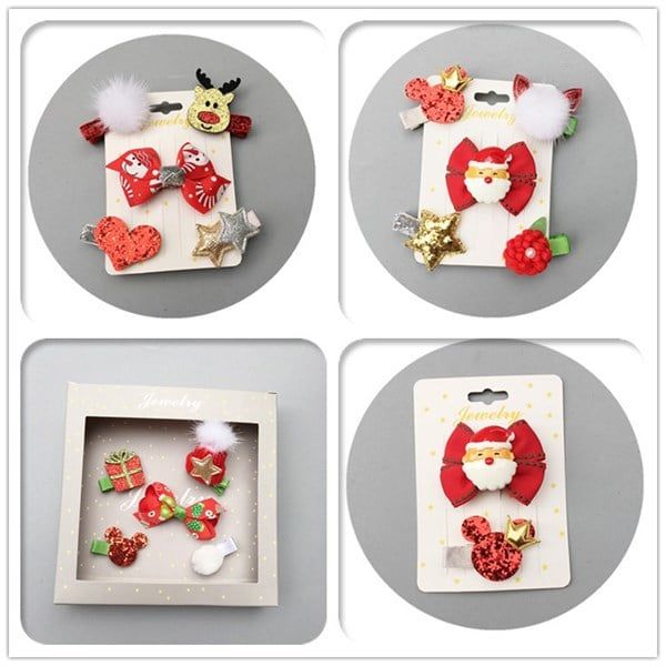  Set kẹp tóc Giáng Sinh tone đỏ 