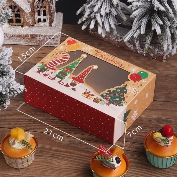  Hộp quà chữ nhật nắp trong Giáng Sinh 21x15cm 