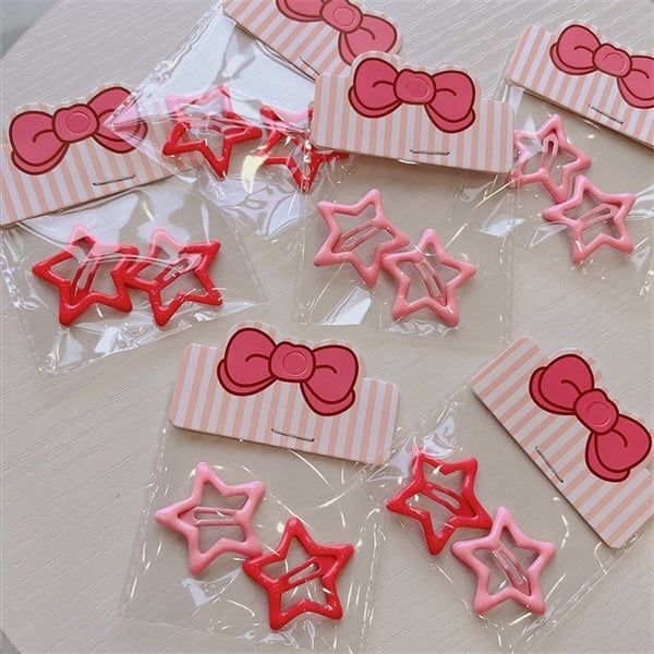  Set 2 kẹp sao hồng 
