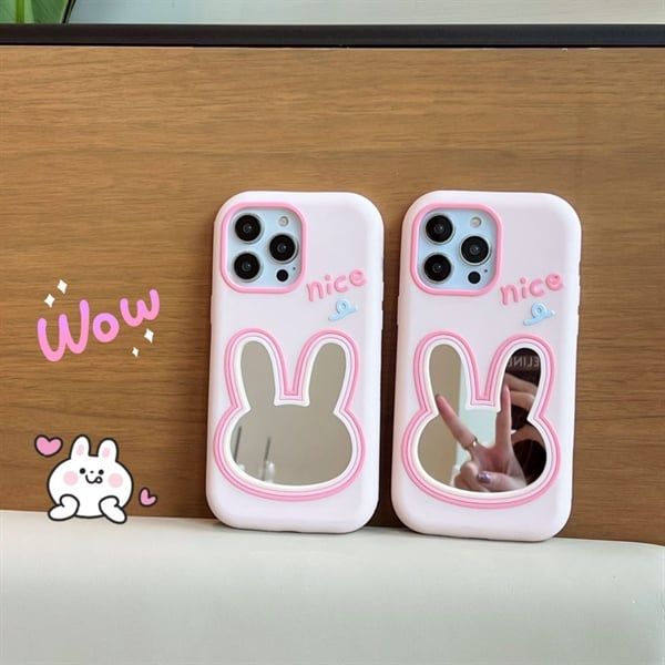  Ốp silicon thỏ nice có gương 
