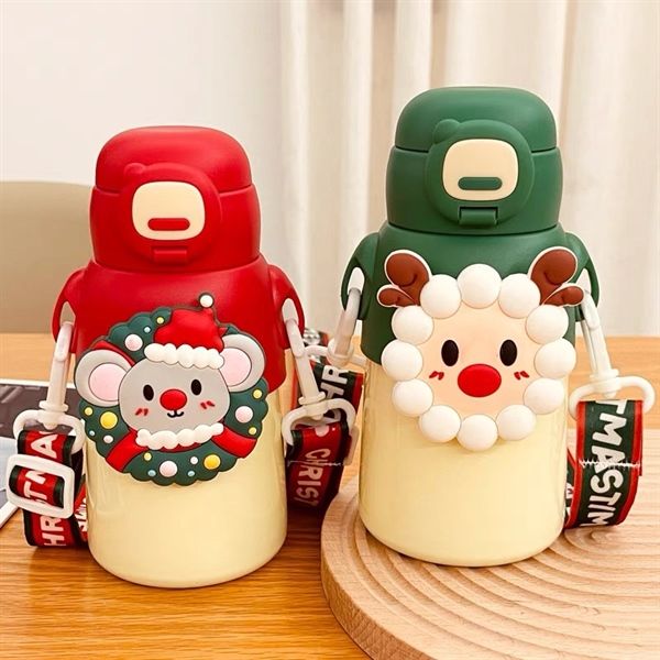  Bình Giáng Sinh mặt thú silicon 500ml 