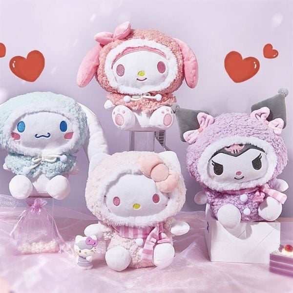  Gấu bông Sanrio áo lông xù 25cm 