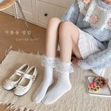  Tất Lolita cổ voan chấm bi 