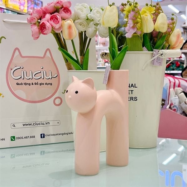  Lọ hoa decor mèo chữ H 