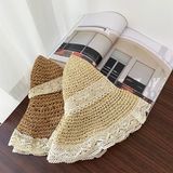  Mũ cói mềm viền ren dây buộc ren 