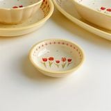  Set bát đĩa hoa tulip tone be 