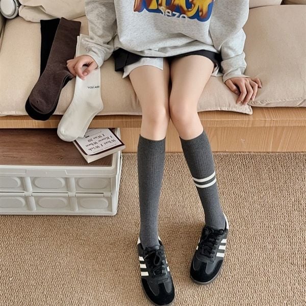  Tất Mekki cao cổ 2 sọc ngang 