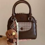  Túi Chio2nd vuông nắp caro charm cún bông 