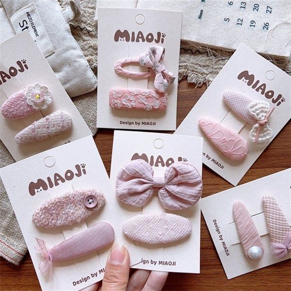  Set 2 kẹp vintage hồng MiaoJi 